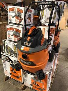 Pallet of Ridgid WetDry Shop Vacs Various Sizes and Conditions Customer Returns See Pictures