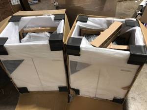 Lot of 2 Glacier Bay All-in-One Stainless Steel 24 in Laundry Sink with Faucet and Storage Cabinet in White Customer Returns See Pictures