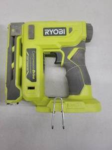 lot 3 image: Ryobi 18-Volt ONE Cordless Compression Drive 38 in. Crown Stapler (Tool Only) P317 - Works, USED