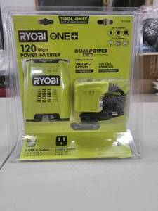 lot 5 image: BRAND NEW RYOBI ONE 18V 120-Watt 12V Automotive Power Inverter with Dual USB Ports