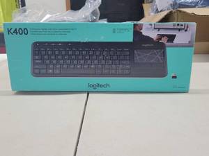 lot 22 image: NEW - Logitech Wireless K400R 79 Key Slim Keyboard w3.5 Touchpad & Nano Transceiver