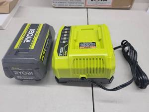 lot 25 image: Genuine Ryobi 40V Lithium-Ion 4.0 Ah Battery and Rapid Charger - NEW in BOX, Works