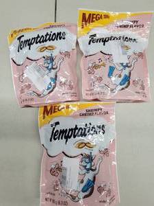 lot 32 image: 3 Packages of Temptations Shrimpy Shrimp Flavored Cat Treats (Best By Date 032023)