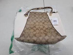 lot 41 image: Coach C7261 Kacey Satchel In Colorblock Signature Canvas In Khaki Chalk Multi - Scuff on Front Side of Bag.