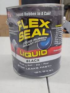 lot 39 image: 1 Gallon of Flex Seal Rubber Sealant in Black, (Can Slightly Dented)