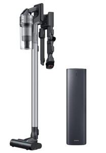 lot 35 image: NEW SAMSUNG Jet 75 Complete Cordless Stick Vacuum Cleaner w Clean Station, Removable Battery, Lightweight, Powerful Cleaning VS20T7551P5AA, Silver - LOW RESERVE of $300.00