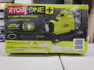 lot 88 image: Ryobi P750 One 18V Hybrid Lithium Ion Battery or 120V AC Powered Portable Potable Water Transfer Pump (Battery & Charger Not Included, Tool Only) NEW, WORKS Does include wall Plug-in.