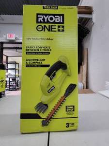 lot 96 image: RYOBI ONE 18-Volt Lithium-Ion Cordless Grass Shear and Shrubber Trimmer (Tool Only), NEW, Works