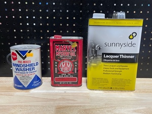Lacquer Thinner, Marvel Mystery Oil, Vintage Can of Windshield Washer Fluid