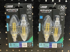 lot 63 image: Feit Electric 60 Watt Daylight LED Blunt Tip Decorative Bulbs