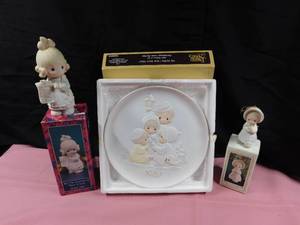 lot 71 image: Precious Moments1992 Figurine, 1993 ornament and a 1987 plate