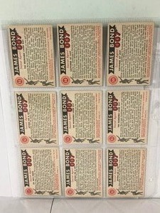 lot 246 image: Lot of 9 - 1965 James Bond 007 Vintage Collectible Cards