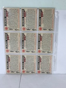 lot 250 image: Lot of 9 - 1965 James Bond 007 Vintage Collectible Cards