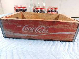lot 140 image: Vintage Wooden Coca-Cola crate and collector Cola bottles