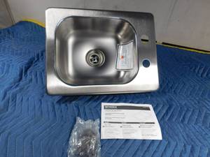 lot 166 image: New Moen stainless steel utility sink with instructions and clips