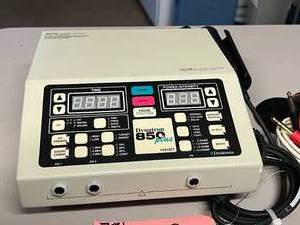 lot 10 image: WOW MSRP $3000 Dynatronics Dynatron 850 Plus Ultrasound 3 Channel Stim Combo Therapy Unit Chiropractic Physical Therapy Care With Wand Head & Lead WiresPads - Great Working Condition