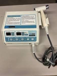 lot 14 image: MSRP $2000 Rich-Mar Therasound 3.5 Chiropractic Therapeutic Ultrasound Machine -&nbspPatented Therapy Hammer transducer - 2cm2 & 5cm2 soundheads, 1 & 3 MHz frequencies, Continuous & Pulsed output - Good Working Condition