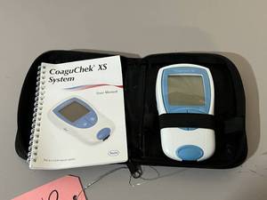 lot 22 image: WOW MSRP $1000 Roche CoaguChek XS Monitoring System with Manual & Carry Bag - For&nbspWarfarin Monitoring -&nbspGreat Working Condition