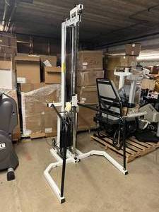 lot 17 image: Lat Pulldown Gym Exercise Arm Bar Weight Rack Workout Equipment - Recently Removed From A Physical Therapy Clinic Comes With 2 Cross Weight Bars (Shown In 2nd Picture