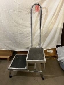 lot 41 image: MSRP $500 High Quality Pedigo 2-Step Stepstool with Safety Support Hand Rail - Great Condition