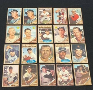 1962 Topps Baseball Card Lot of 20 Cards Featuring Rookies and All-Stars
