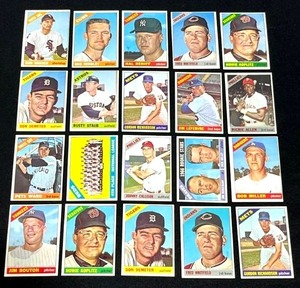 1966 Topps Baseball Card Lot of 20 Cards