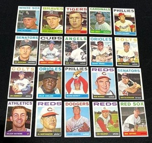 1964 Topps Baseball Card Lot of 20 Cards - Good Condition