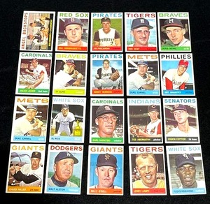 1964 Topps Baseball Card Lot of 20 Cards - Good condition
