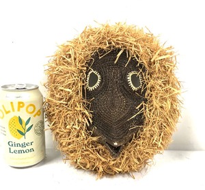 lot 20 image: Excellent Woven Fiber & Raffia Ceremonial Bird Dance Mask