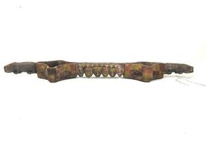 lot 34 image: Old Carved Painted Ceremonial Piece wBoar Handles
