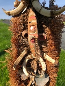 lot 49 image: Old Papua New Guinea Ornamental Karahut wBoars Tusks