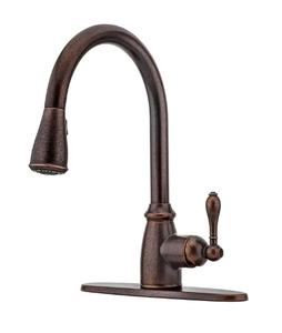 lot 7 image: Pfister Canton Single-Handle Pull-Down Sprayer Kitchen Faucet in Rustic Bronze