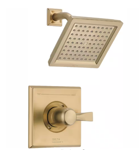lot 13 image: Delta Dryden 1-Handle Shower Faucet Trim Kit in Champagne Bronze (Valve Not Included) - READ
