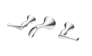 lot 14 image: Pfister Rhen 2-Handle Wall Mount Bathroom Faucet with Peekaboo Trough in Polished Chrome