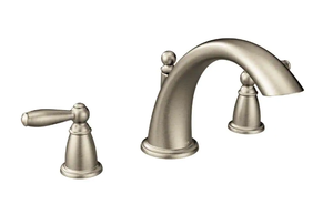 lot 16 image: MOEN Brantford 2-Handle Deck-Mount Garden Tub Faucet Trim Kit in Brushed Nickel