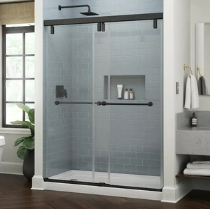 lot 25 image: Delta Lyndall 20 in. Sliding Shower and Bathtub Door Handles in Matte Black