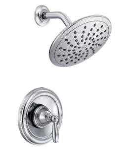 lot 27 image: MOEN Brantford Posi-Temp Rain Shower Single-Handle Shower Only Faucet Trim Kit in Chrome (Valve Not Included)