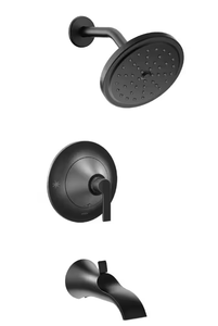 lot 34 image: MOEN Doux Posi-Temp Single-Handle Tub and Shower Faucet Trim Kit in Matte Black (Valve Not Included)