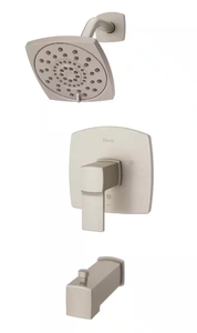 lot 47 image: Pfister Deckard 1-Handle Tub and Shower Faucet Trim Kit in Brushed Nickel (Valve Not Included)