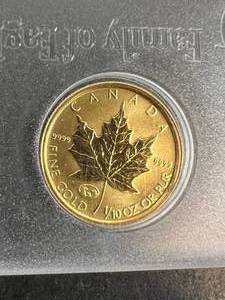 110TH OZ .9999 FINE GOLD MAPLE LEAF IN CASE