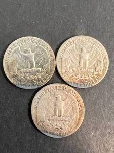3 US WASHINGTON QUARTERS 1942-P-D-S