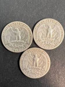 3 US WASHINGTON QUARTERS 1943 P-D-S