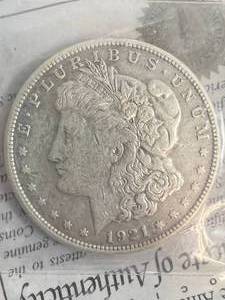 1921 US MORGAN SILVER DOLLAR WITH CERTIFICATION