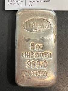 5 TROY OZ .999 FINE SILVER ITALPREZIOSI BAR