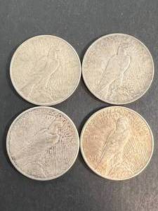 GROUP OF 4 US SILVER PEACE DOLLARS 2X 1922 2X 1923