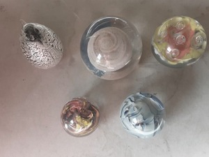 Lot Of 5-Glass Paperweights