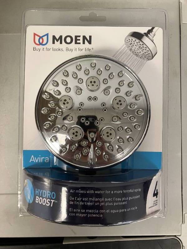MOEN Avira 4-Spray 4.1 in. Single Wall Mount Fixed Shower Head in Chrome