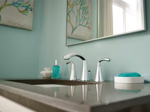 MOEN Glyde 8 in. Widespread 2-Handle High-Arc Bathroom Faucet in Chrome (Valve Not Included)