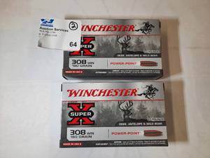 lot 64 image: (2) Winchester Super - X 308 Win 180 Grain Ammo- 20 rounds