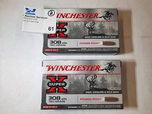 lot 61 image: (2) Winchester Super - X 308 Win 180 Grain Ammo- 20 rounds